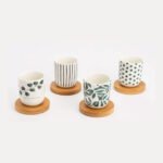 Coffret 4 tasses + st bambou EUCALY