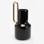 Vase pauline noir anse dore