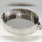 Plateau Rond en nickel avec poignées D 45cm