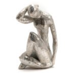 STATUE FEMME ARGENTE YOGA